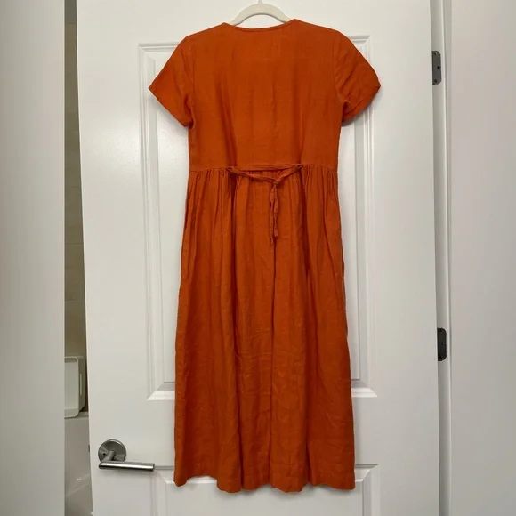 NotPERFECTLINEN MAMA-2 Maxi Dress in Orange Burnt, small - Picture 2 of 4